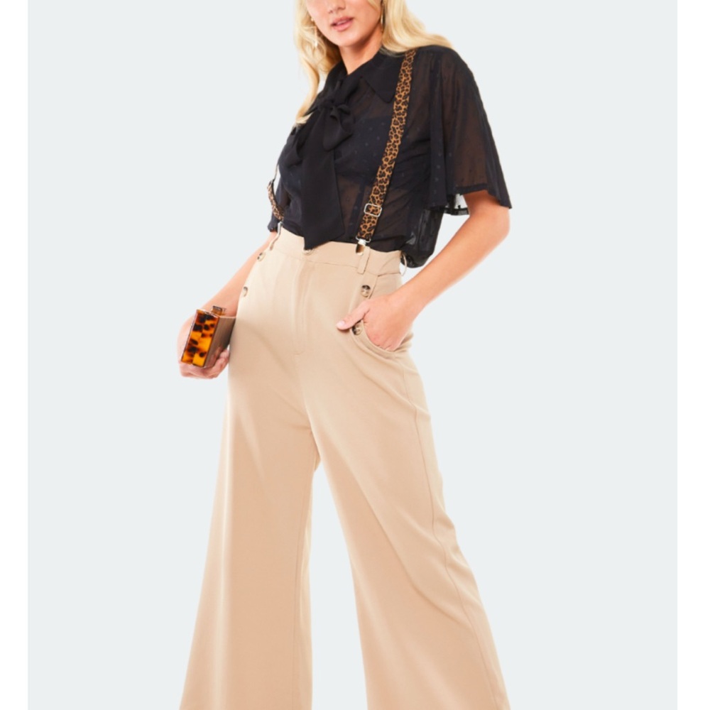 Women's Tan Wide-Leg Pants